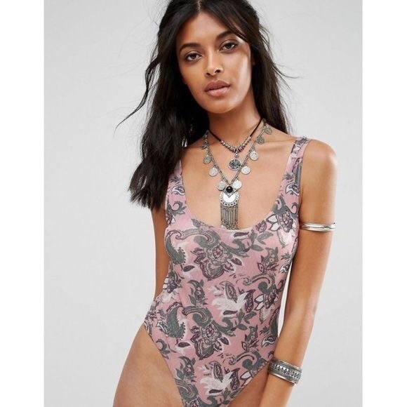Free People Tops - Free People Freesia Pink Bodysuit size medium